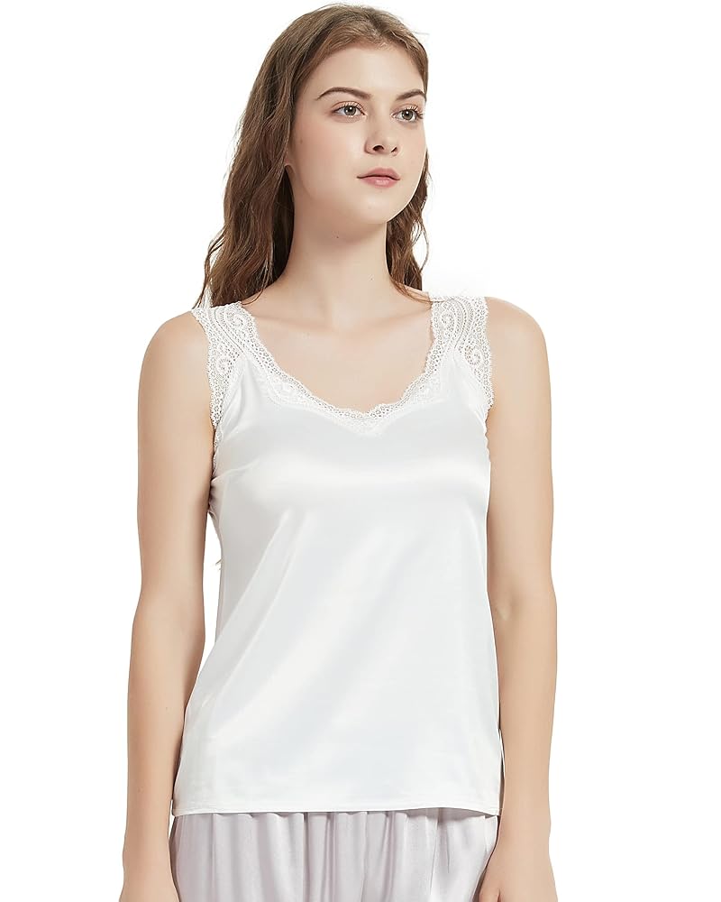 Wantschun Womens Satin Silk Camisole Lace Straps Tank Top